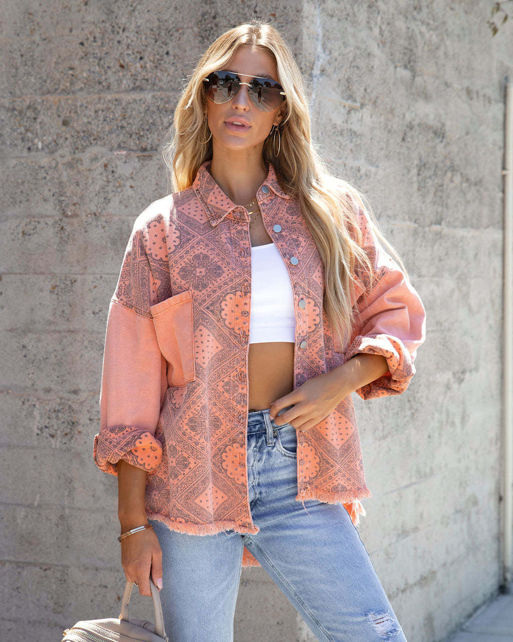 Pink Boho Denim Jacket