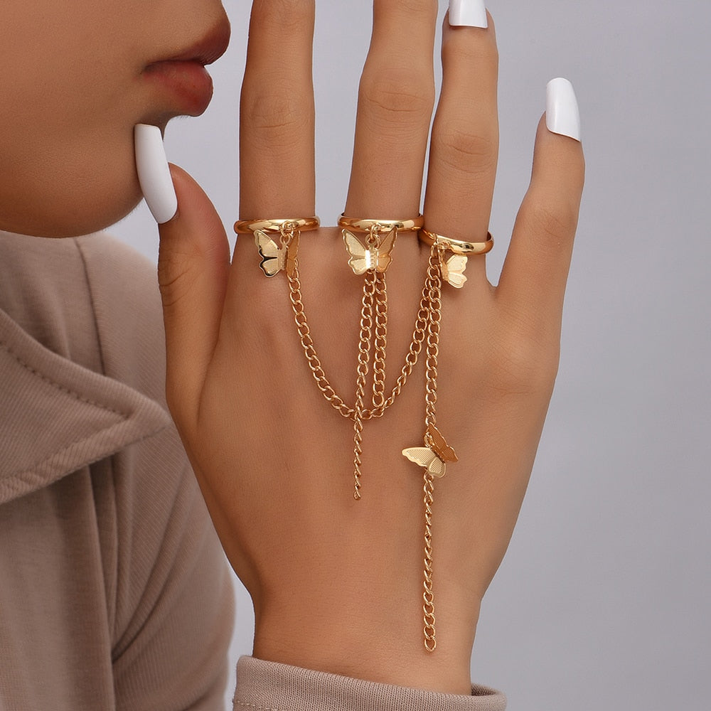 Pearl Chain Bracelet Ring