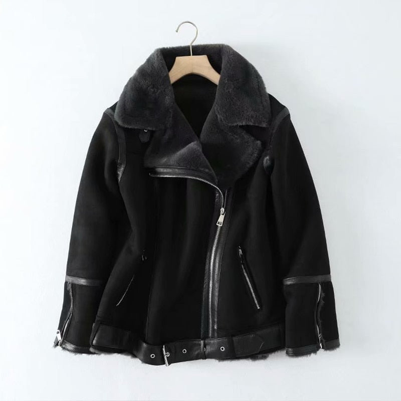 Faux Leather Zipper Jacket