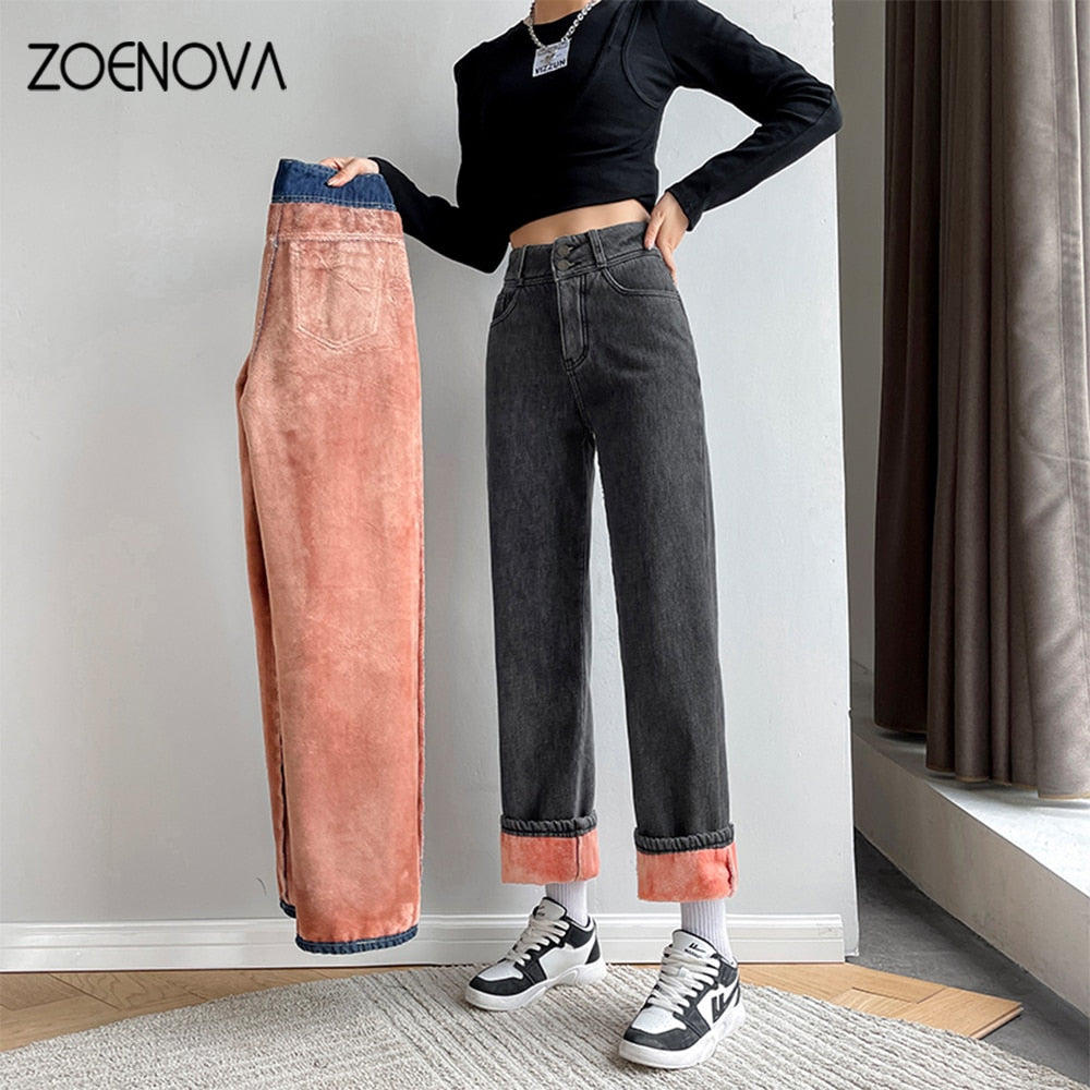 Double Faux Fur Layer Jeans
