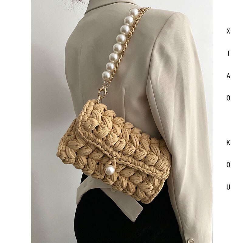 Crochet Pearl Shoulder Bag