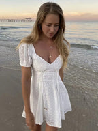 White Lace Embriodery Dress