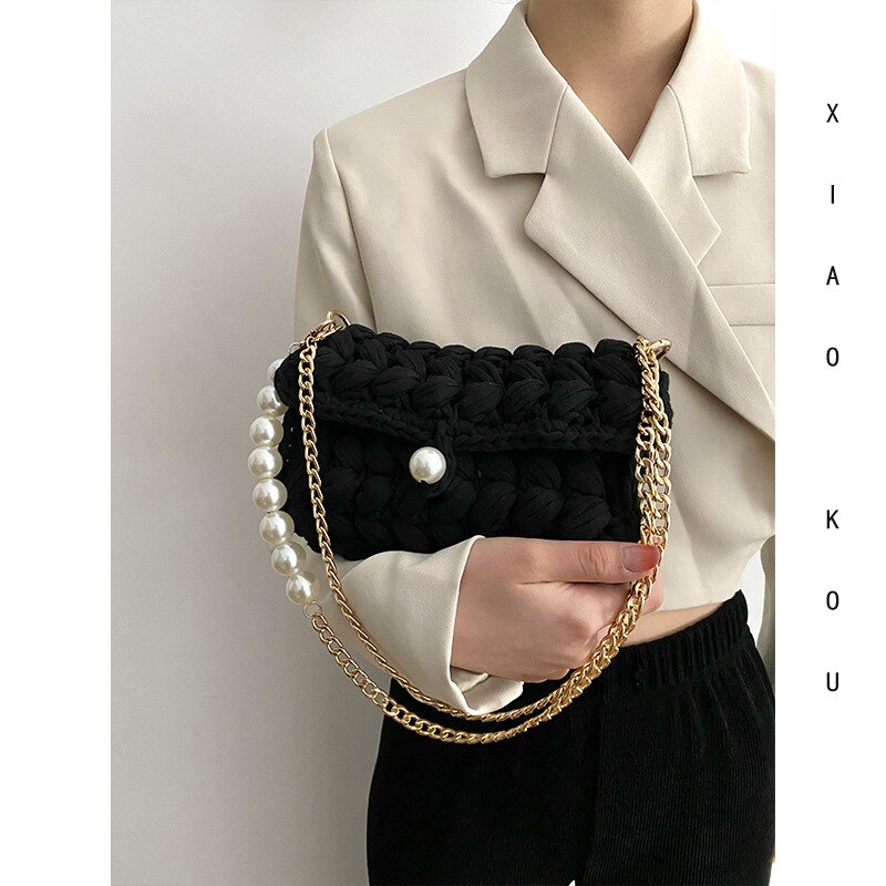 Crochet Pearl Shoulder Bag