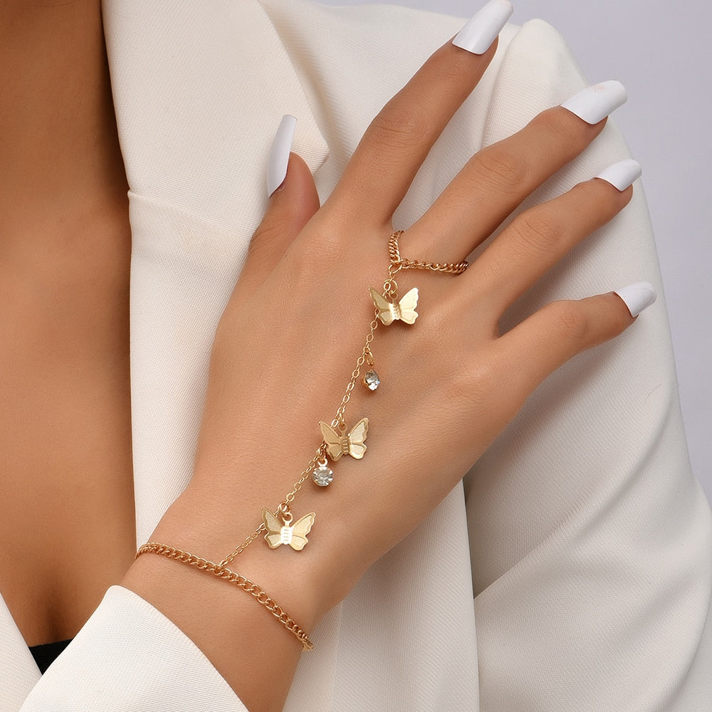 Pearl Chain Bracelet Ring