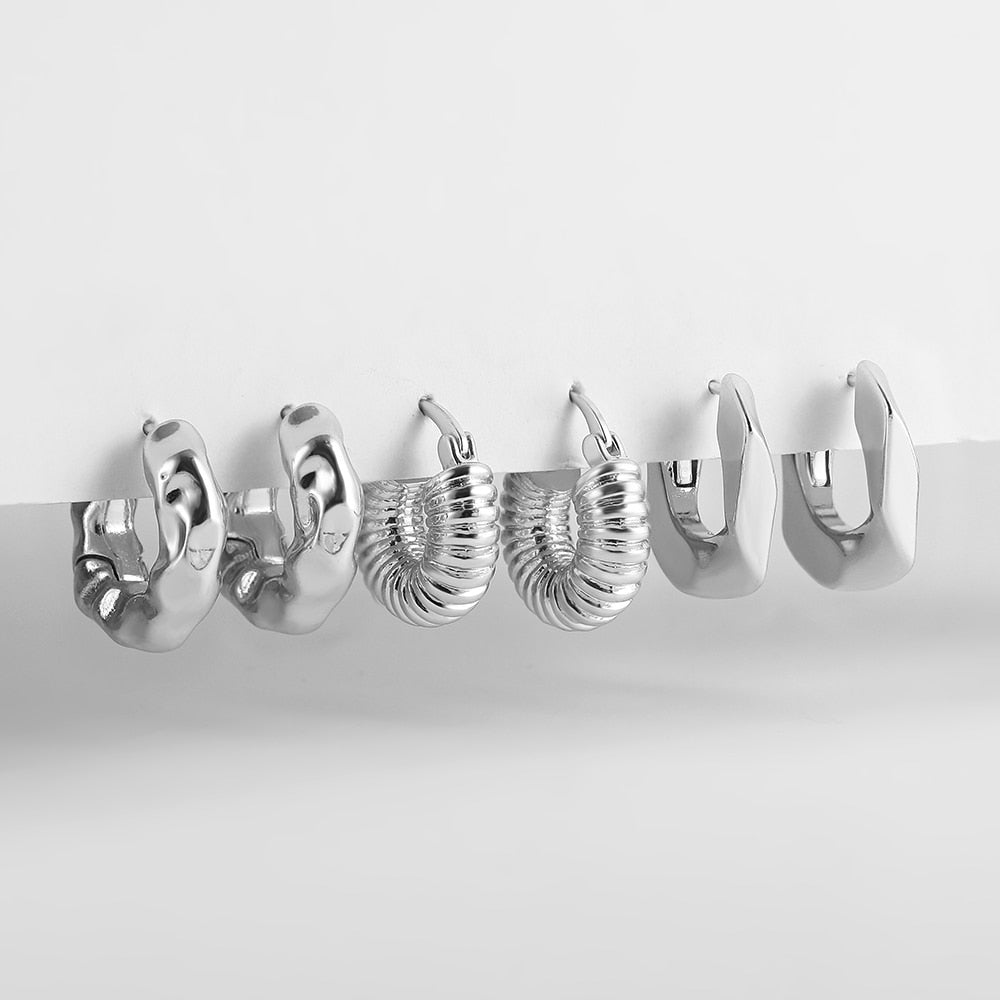 Minimalist Geometric Twist Hoop Earrings
