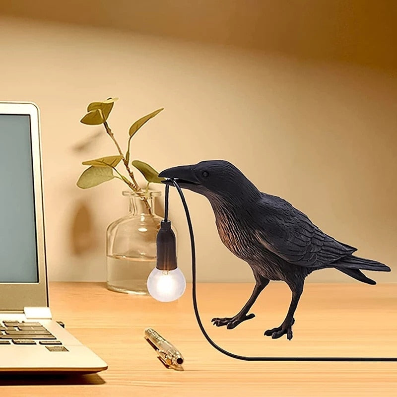 Resin Crow Lamp