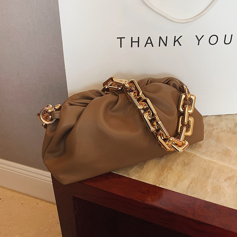 Solid Color Pleated Tote Bag