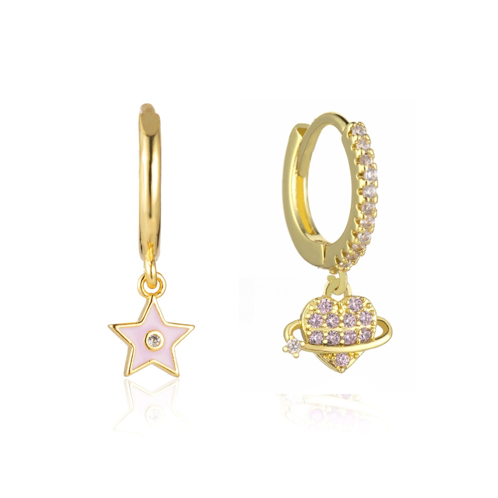 Star Heart Rhinestone Earring