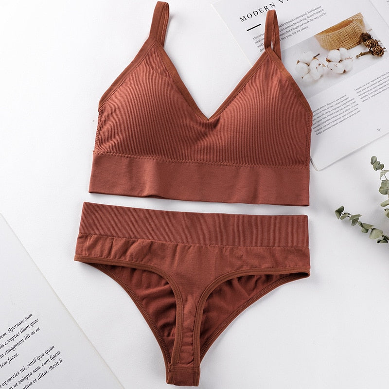 French Backless Push Up Underwear Set