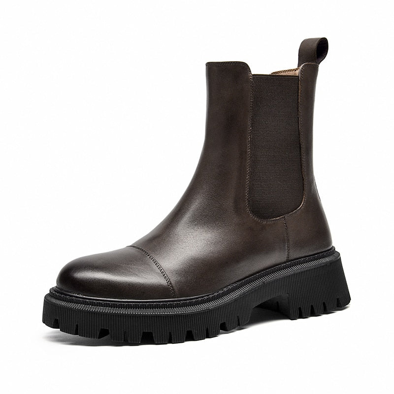 Chelsea Leather Boots Round Toe