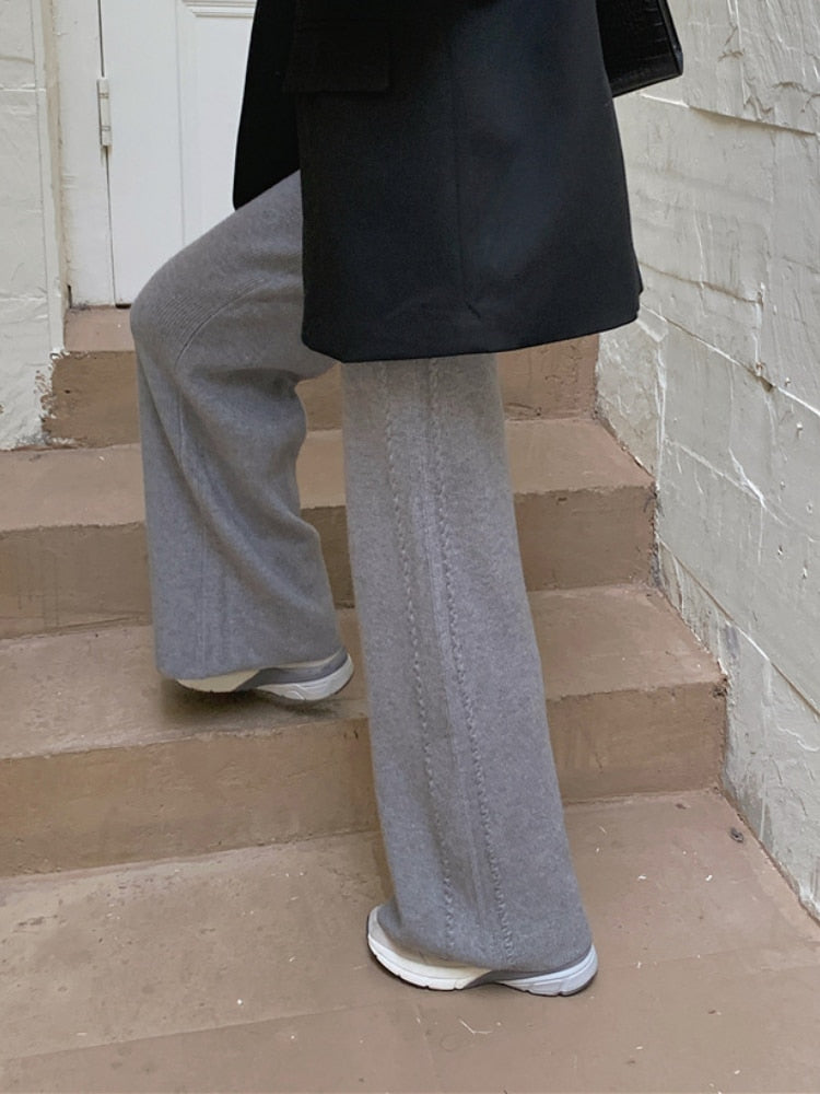 Loose Knitted Wide Leg Pants