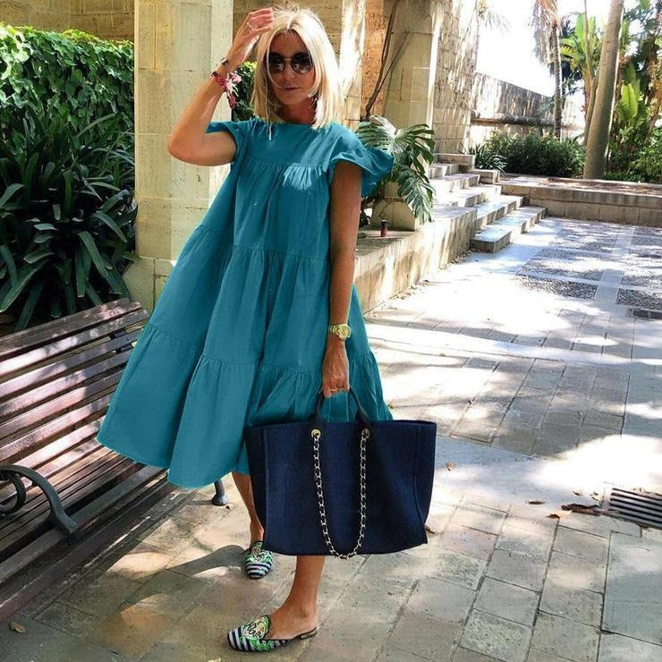 Ruff Casual Midi Dress