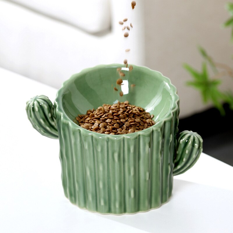 Cactus Ceramic Pet Food Bowl