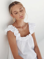 Cotton White Sleeveless Pajama