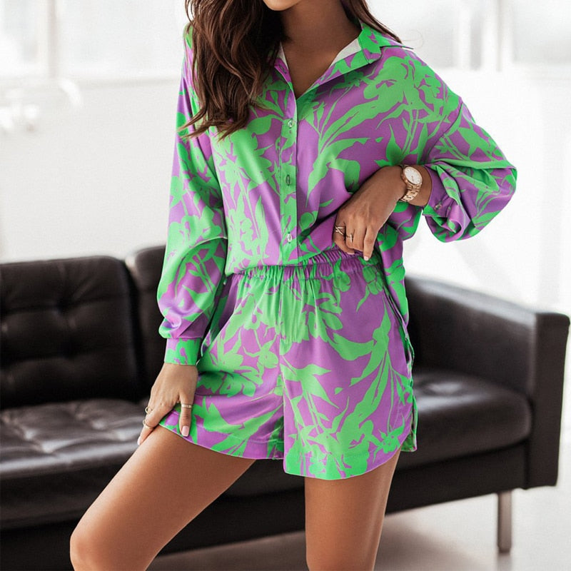 Long Sleeve Shirt +Short Print Set