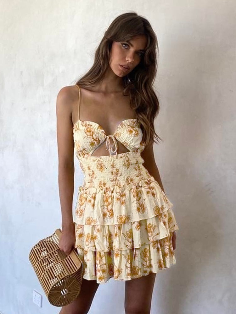 Spaghetti Strap Floral Mini Dress