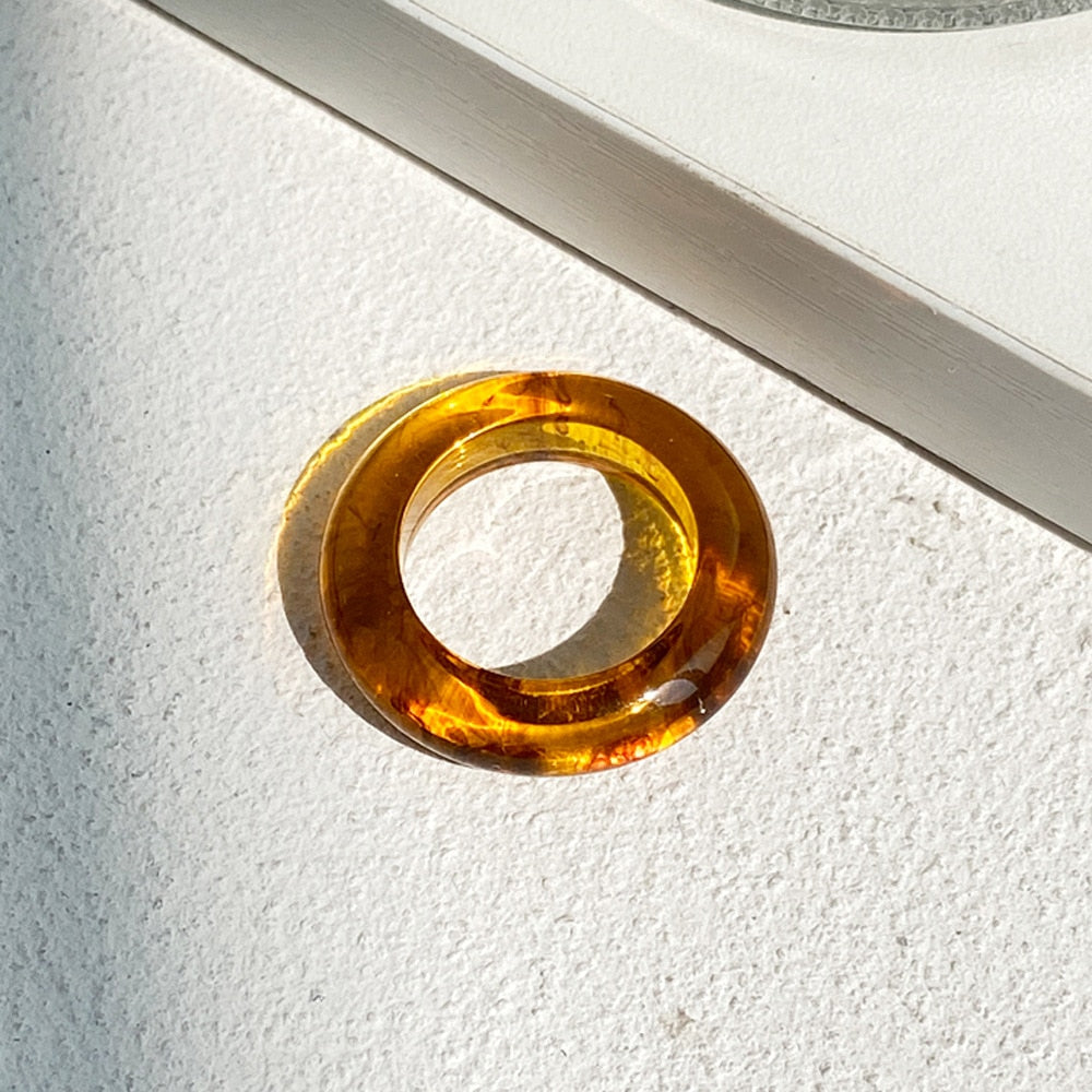 Transparent Resin Geometric Ring