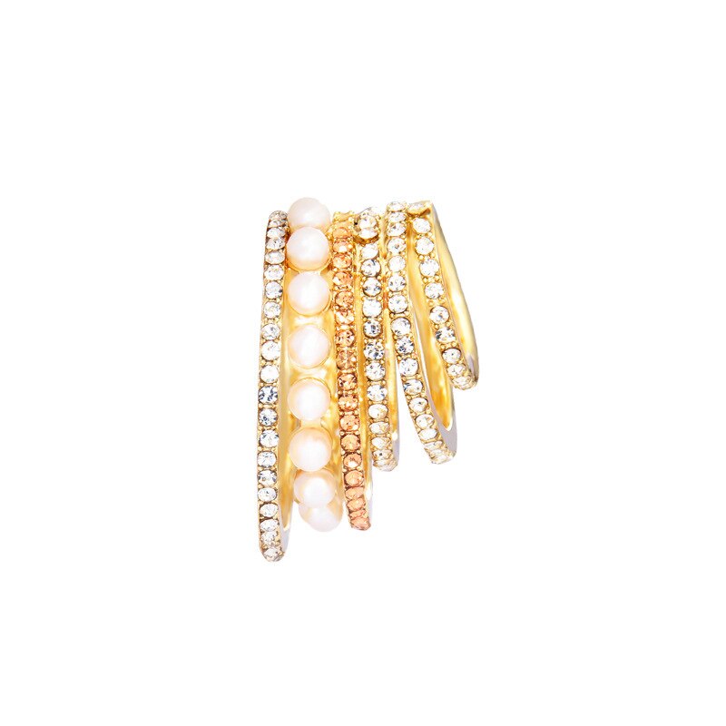 Pearl Ear Cuff Rhinestone Earrings