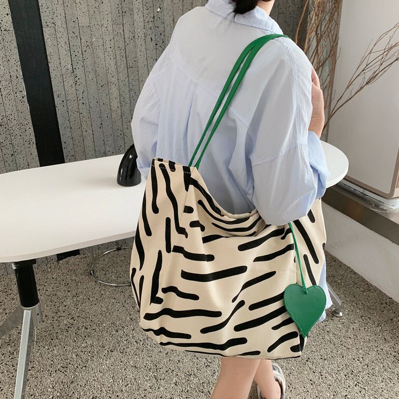 Zebra Stripes Canvas Large Tote Bag