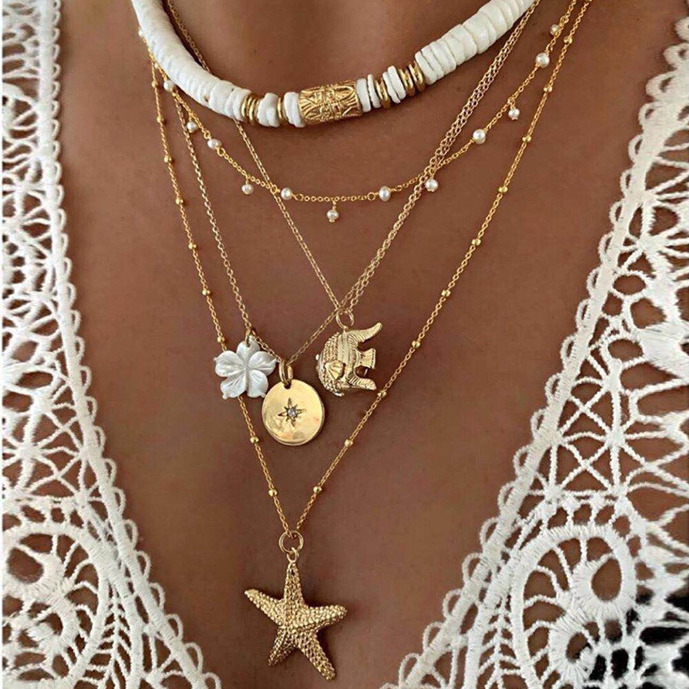 Shell Star Sun Necklace