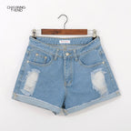 Slim High Waist Jeans Shorts