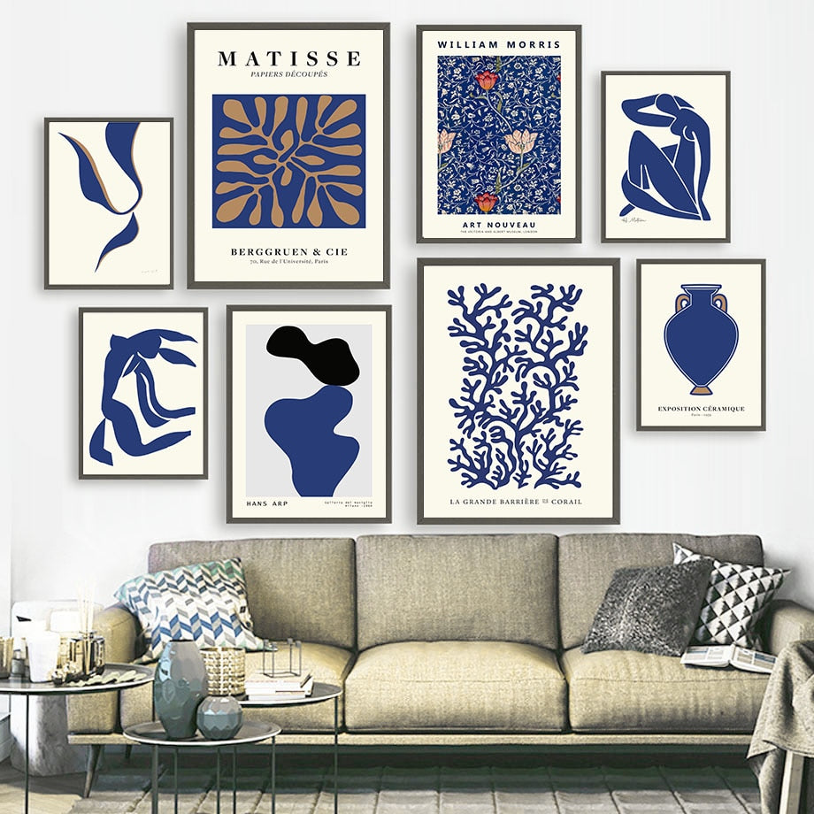 Blue Retro Matisse Wall Art