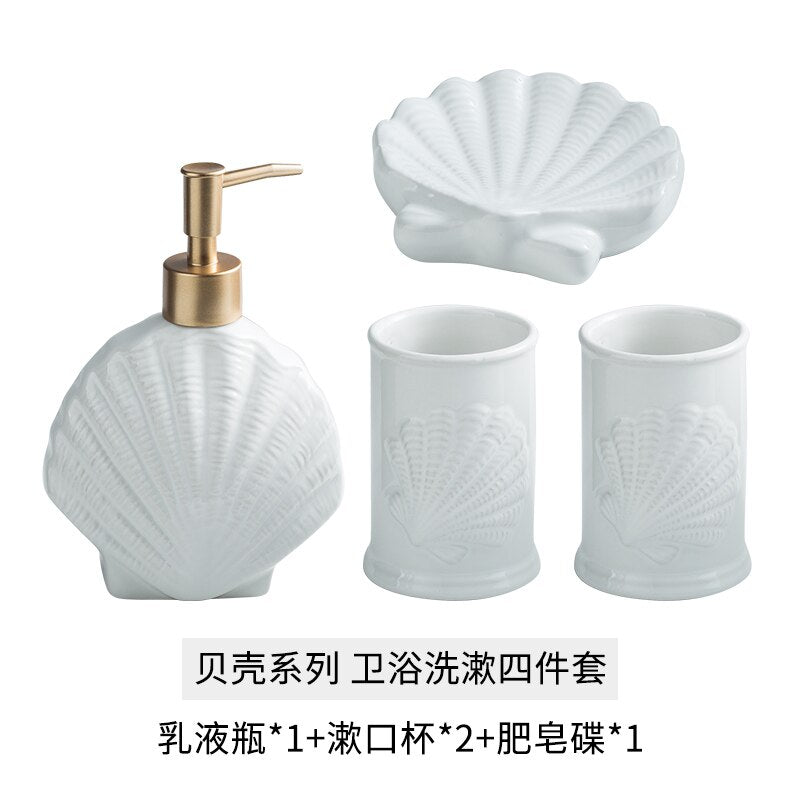 Ceramic Starfish Shell Bathroom Storage Set