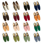 Leather Square Toe Flats Casual Loafers