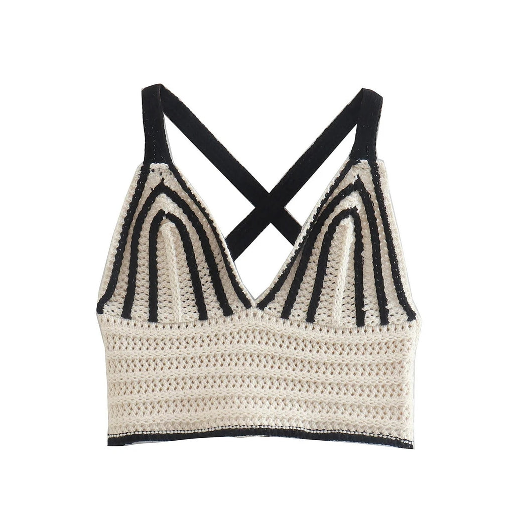 Striped Black/White Knitted Two Pieces Set