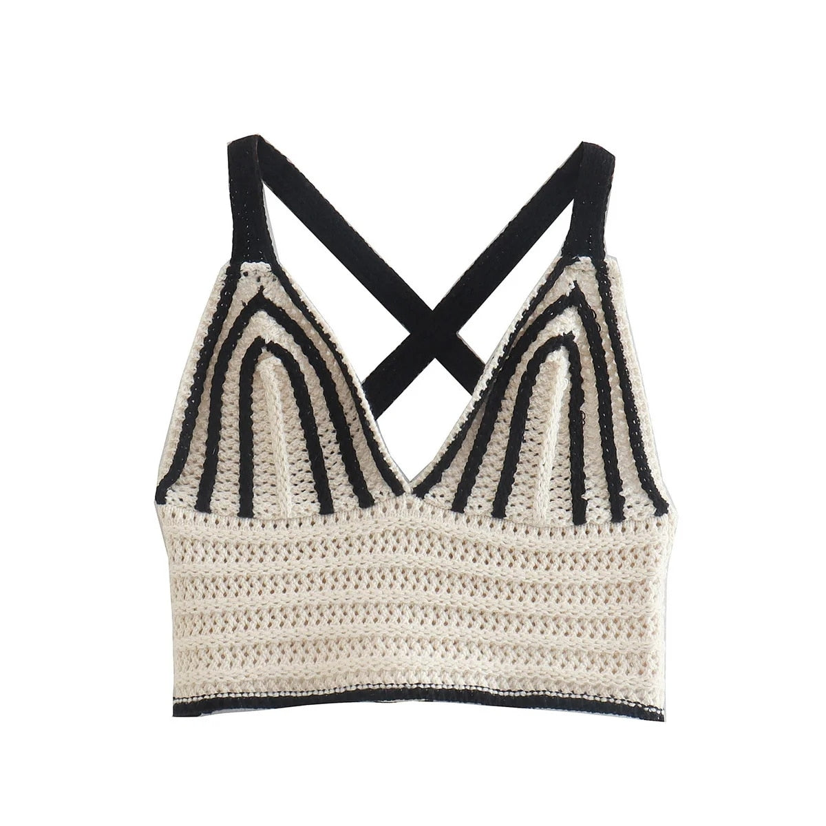 Striped Black/White Knitted Two Pieces Set