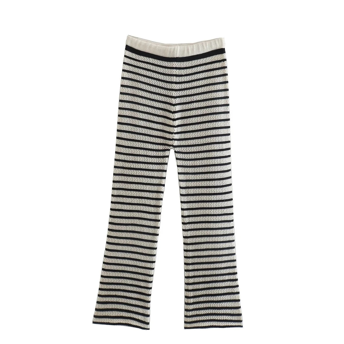 Striped Black/White Knitted Two Pieces Set