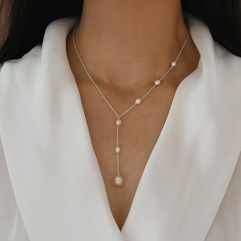 Gold/Silver Natural Freshwater Pearl Necklace