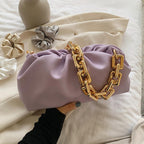 Solid Color Pleated Tote Bag