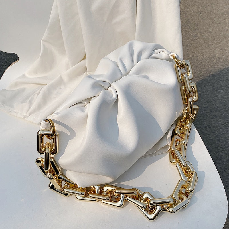 Solid Color Pleated Tote Bag