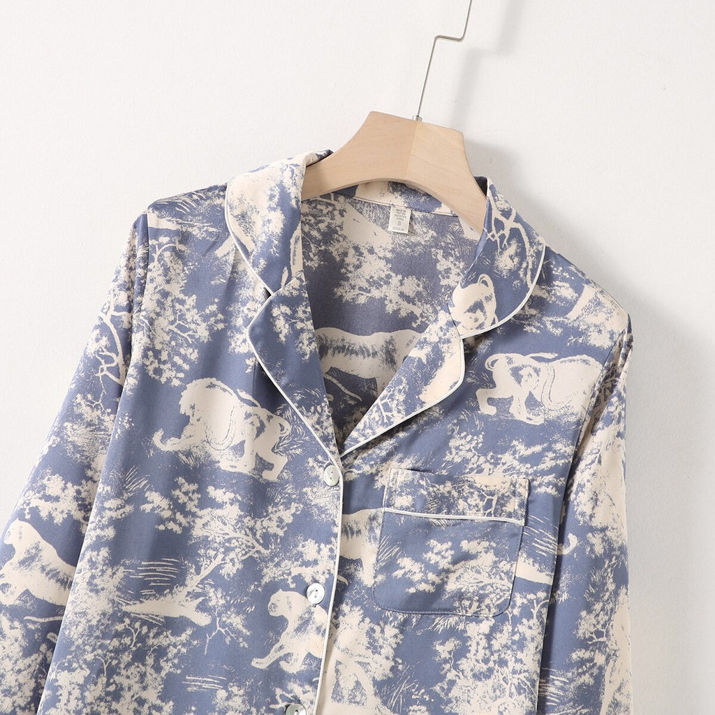 Casual Silk  Two-piece Pajama Set