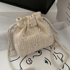 Daisy Straw Bucket Bag