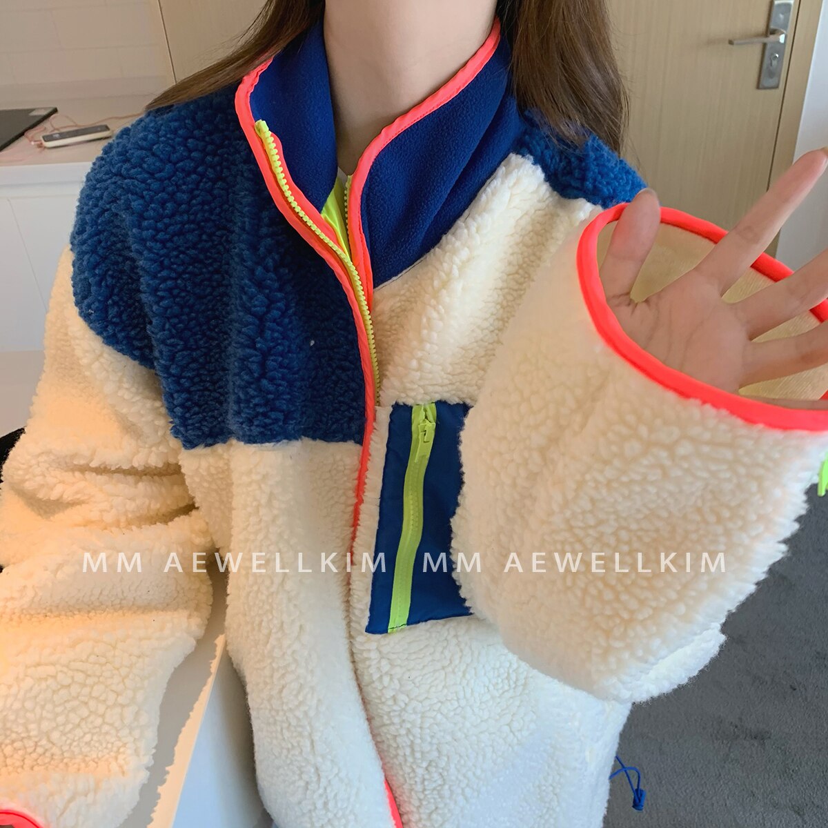 Lamb Fleece Coat Neon Colors