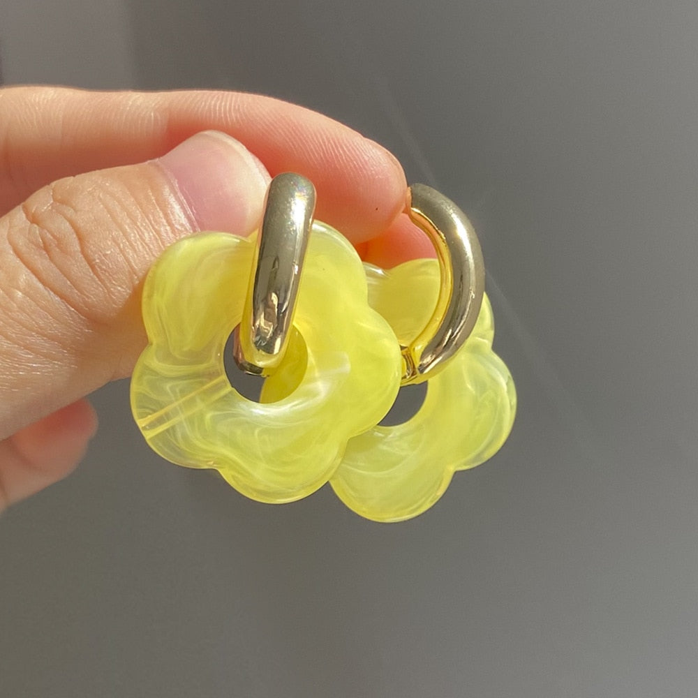 Flower Resin Acrylic Earrings