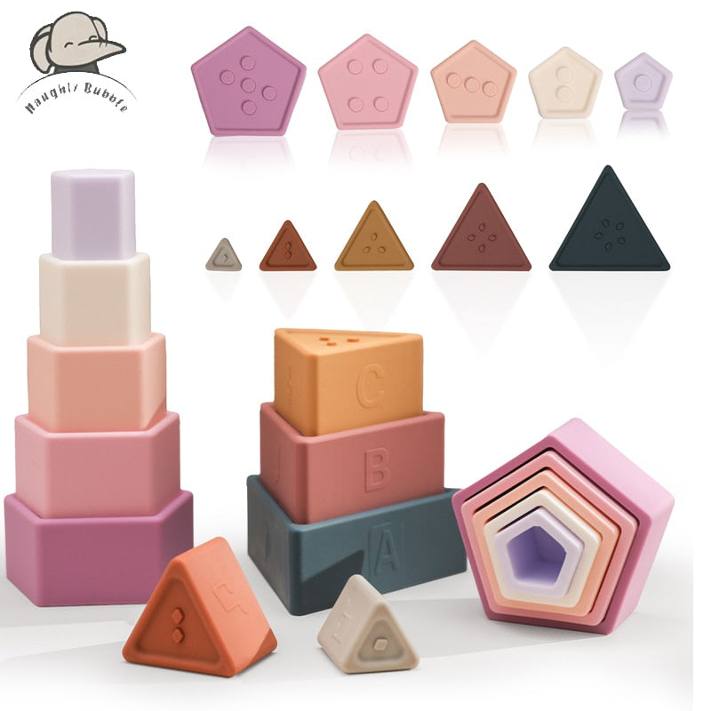 Children Silicone Puzzle Tower Montessori Educational