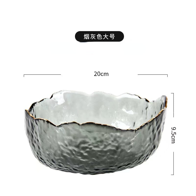 Irregular Gold  Glass Salad Bowl (6 Colors)