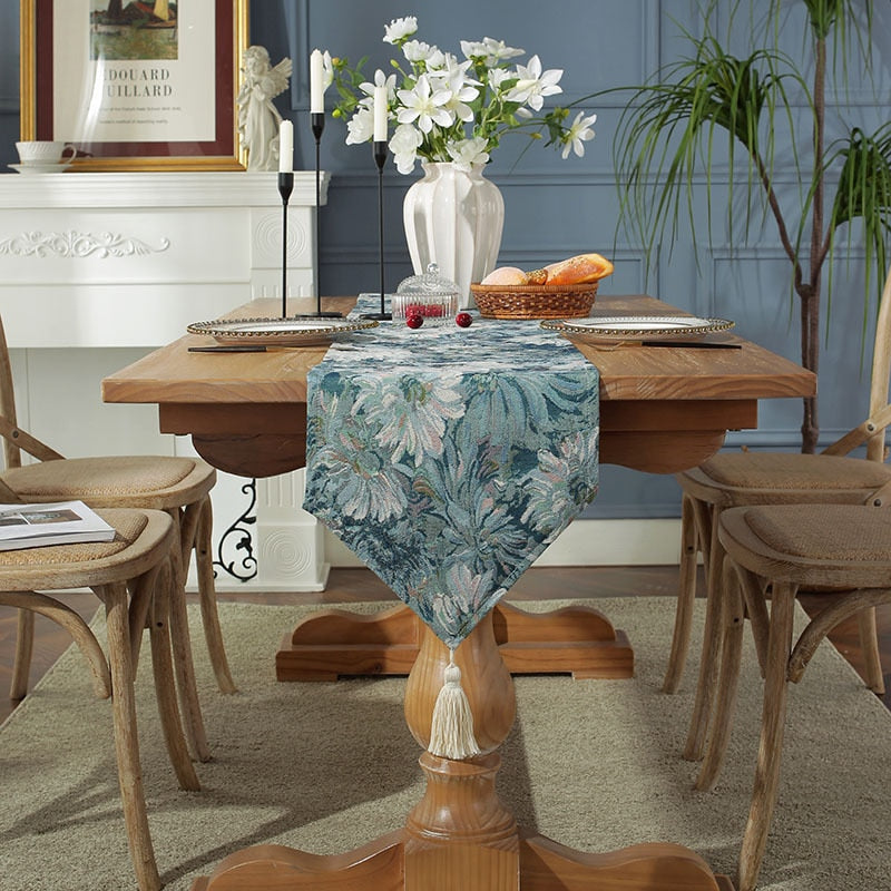 Blue Floral Table Runner