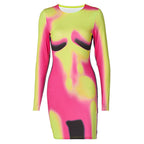 Pink Thermal Print Mini Dress