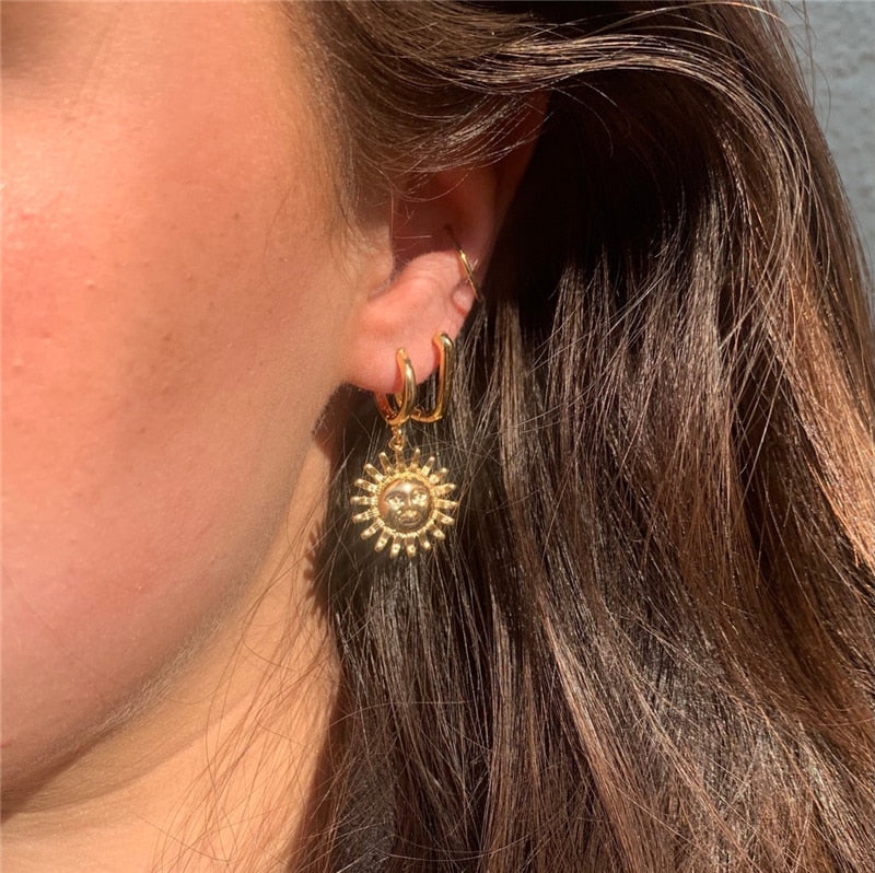 Gold Sun Earrings