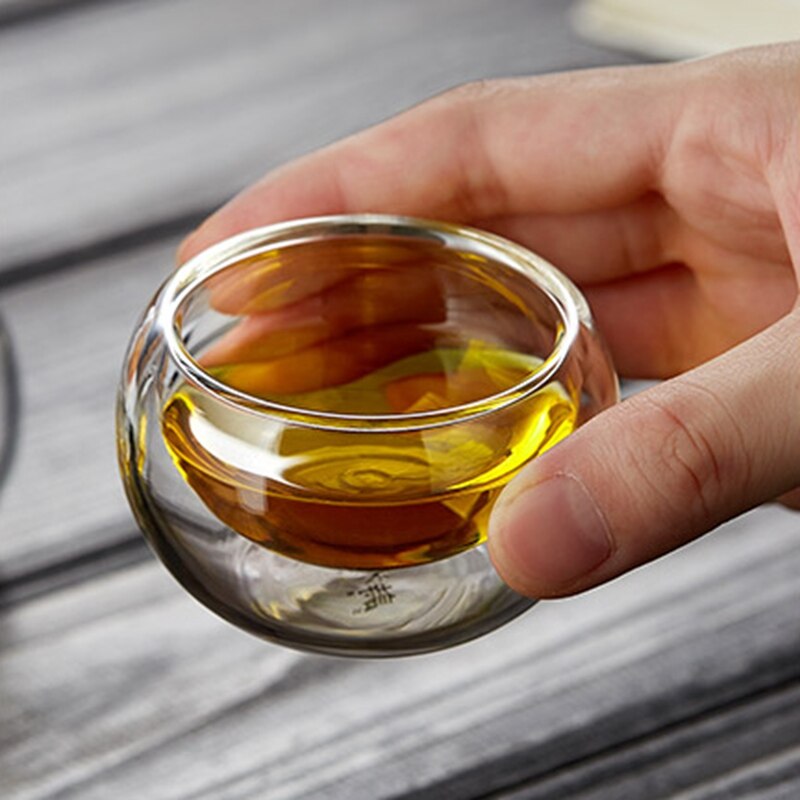 Heat-Resistant Transparent Double Layer Glass Tea Cup Set