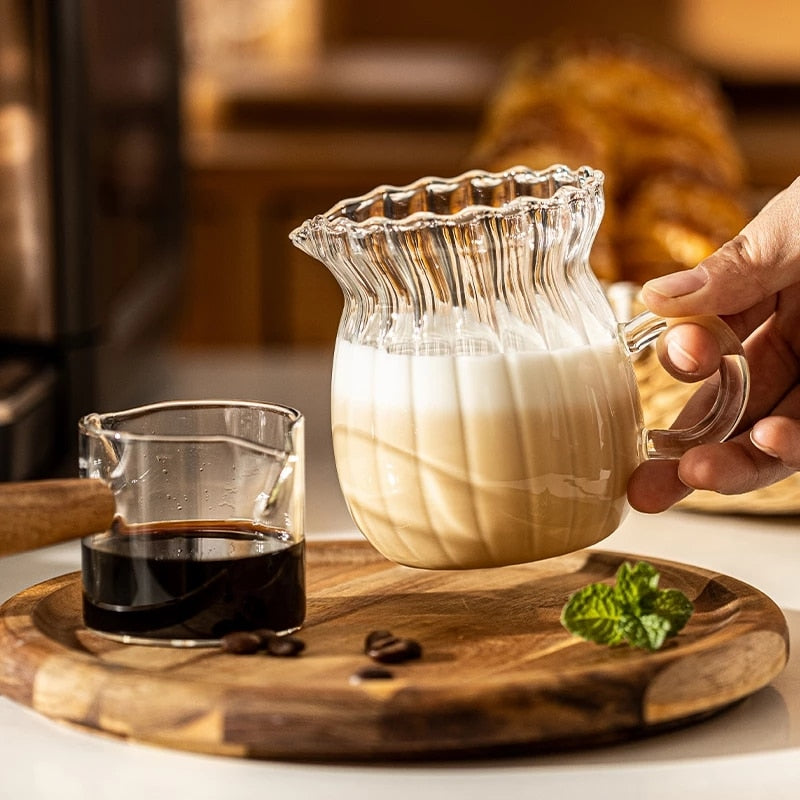 75-500ml Stripe Milk Jug Heat-resistantn Glass Cup