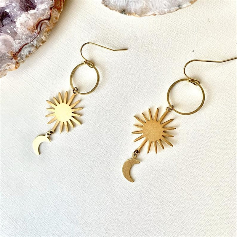 Gold Daisy Sunflower Hoop Earring