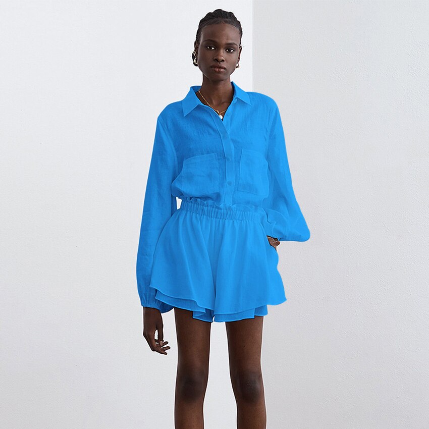 Linen Ruffle Short+Top Set