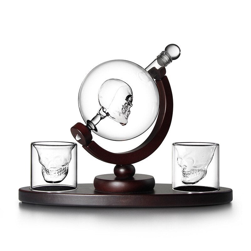 Glass Skull Bottle Set Whiskey