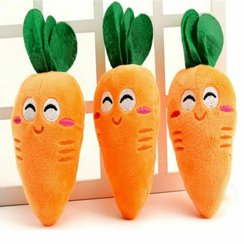 Orange  Carrot Plush Chew Squeaker Sound