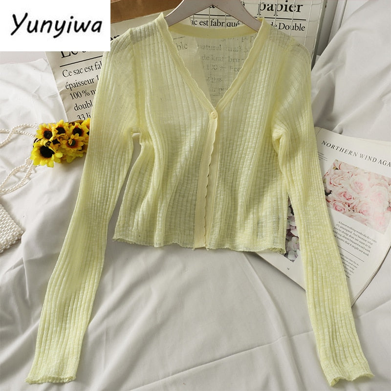 Knitted Cardigans Crop Top